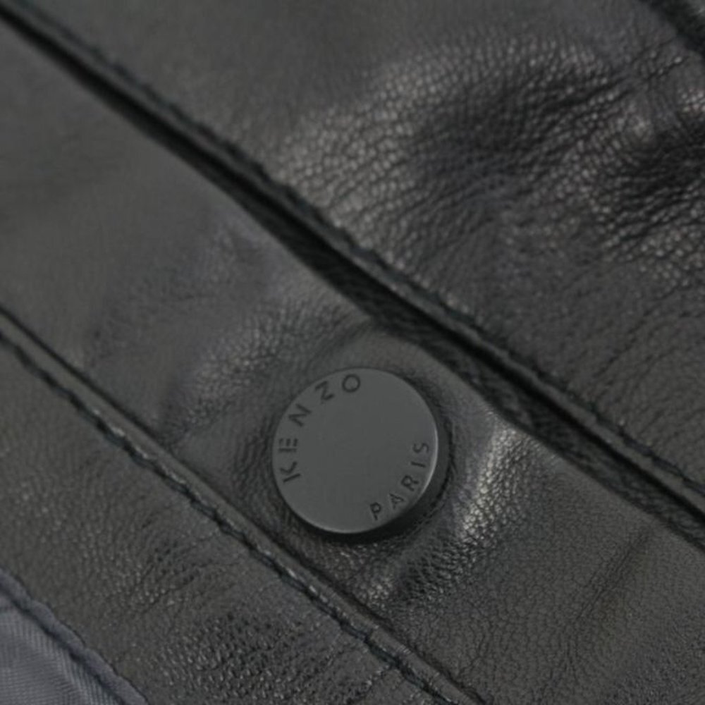 Kenzo Men's Large Limited Black Leather Moon Patch Jacket 124k17 - Picture 5 of 12